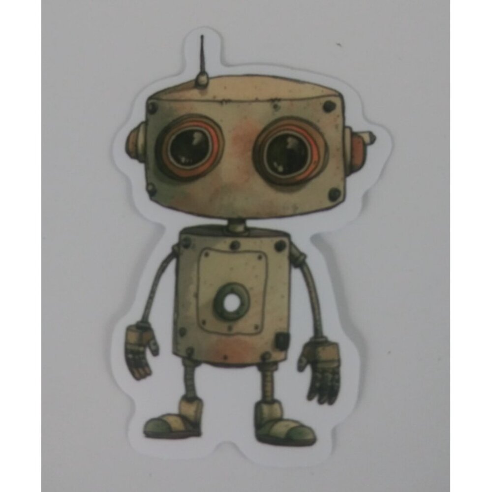 10/$10 Cute Happy Little Robot Sticker 2.5" x 1.58" (V)